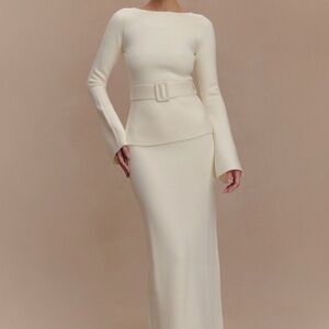 Meshki Justine Belted Knit Top - Ivory